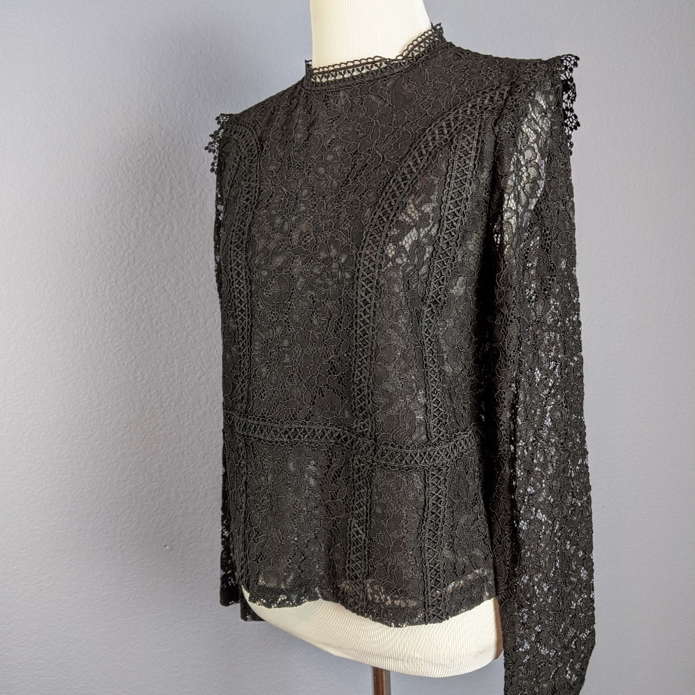 Sold.Zara black lace long sleeve top/blouse